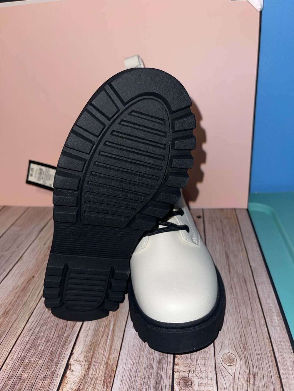 Art Class Girls' Khari Lace-Up Combat Boots with Side Zipper - Cream/White - Picture 3 of 5